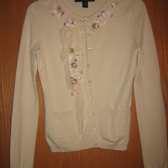 Express Cream Cardigan with Floral Accents - Picture 2 of 4